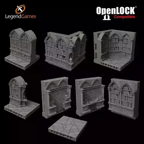 LegendGames OpenLOCK Wizards Library 3D print model