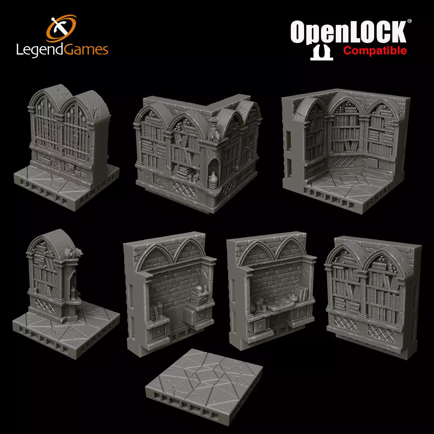 LegendGames OpenLOCK Wizards Library 3D print model_0