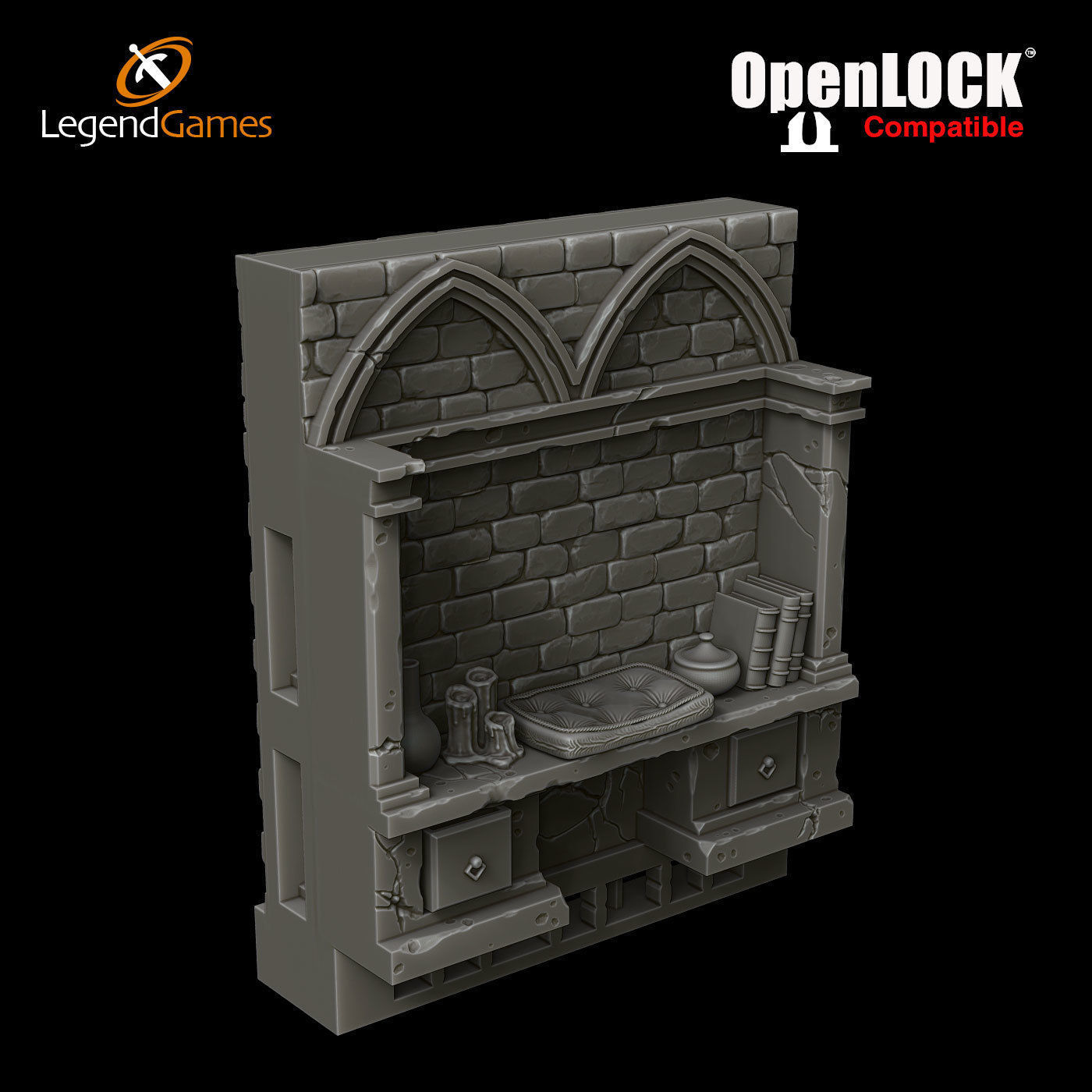 LegendGames OpenLOCK Wizards Library 3D print model_16