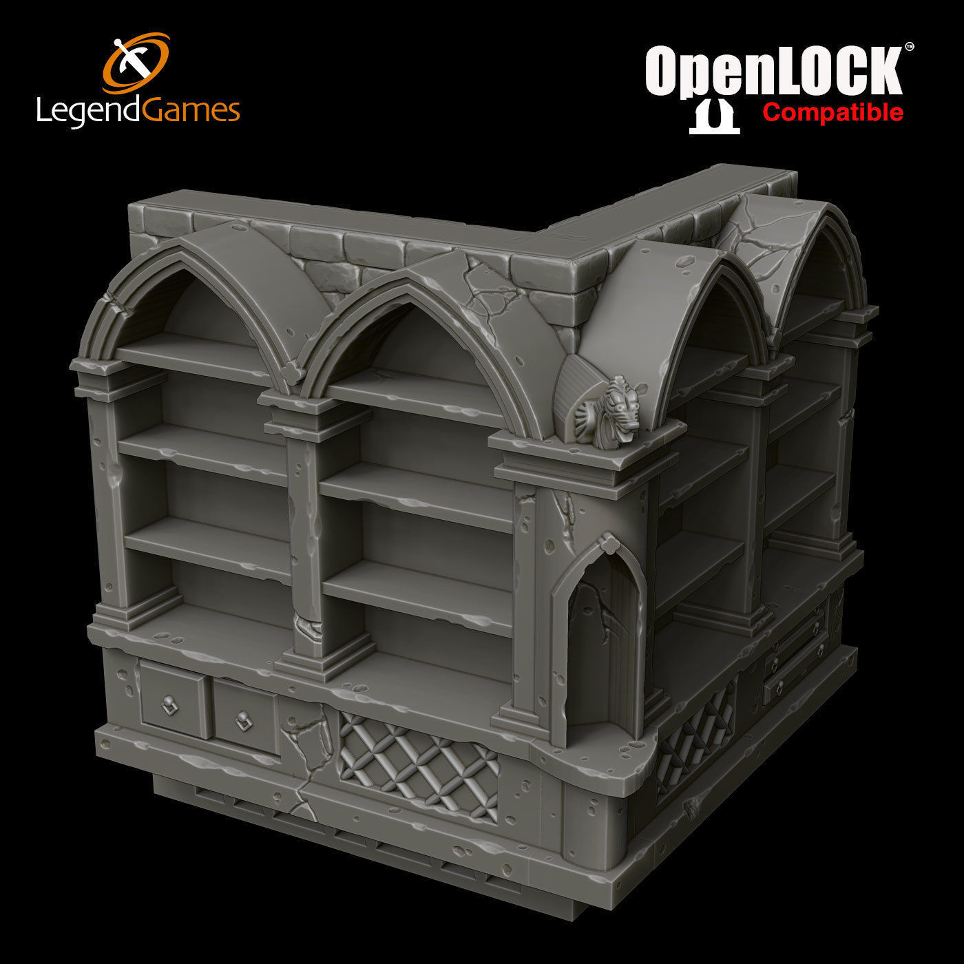 LegendGames OpenLOCK Wizards Library 3D print model_5