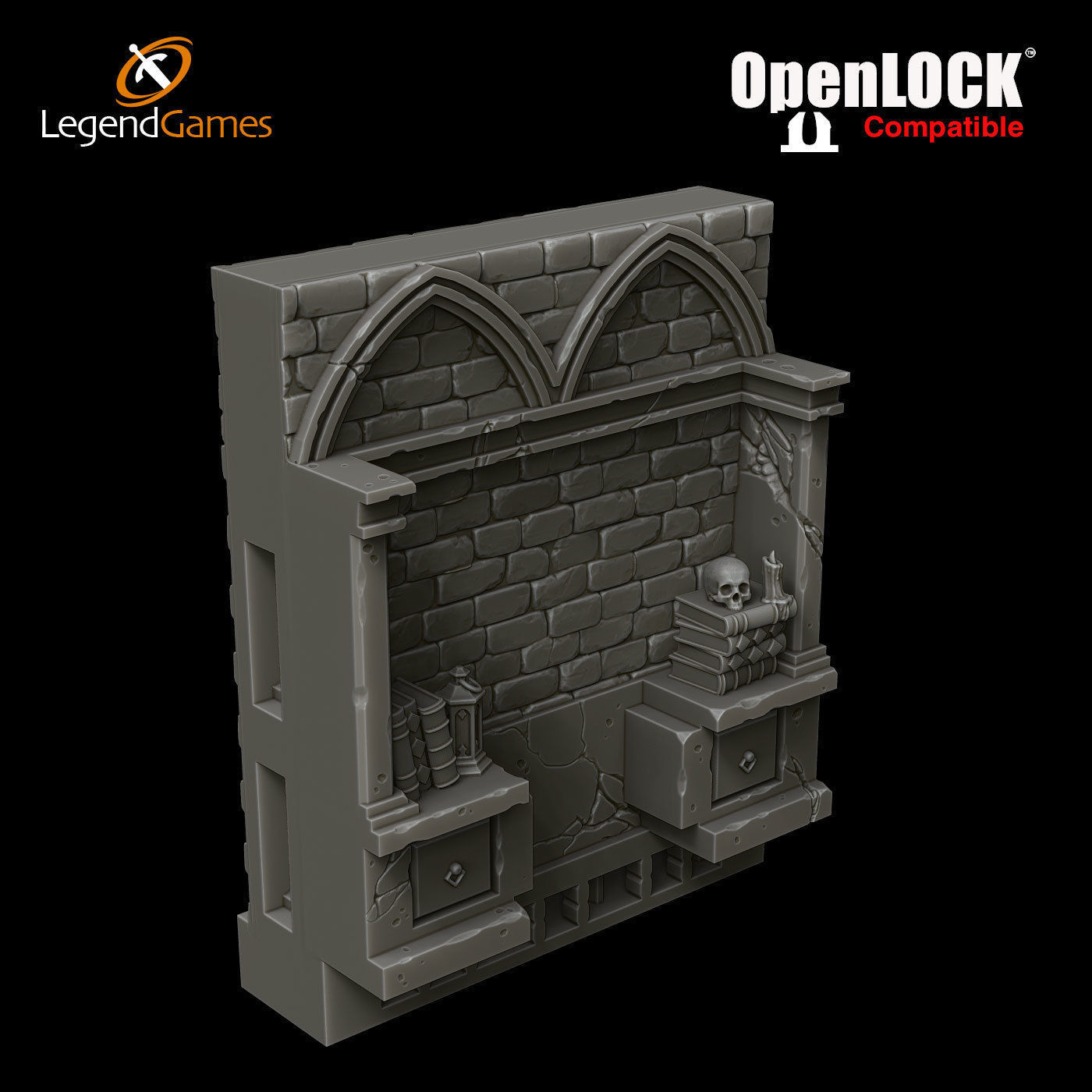 LegendGames OpenLOCK Wizards Library 3D print model_17
