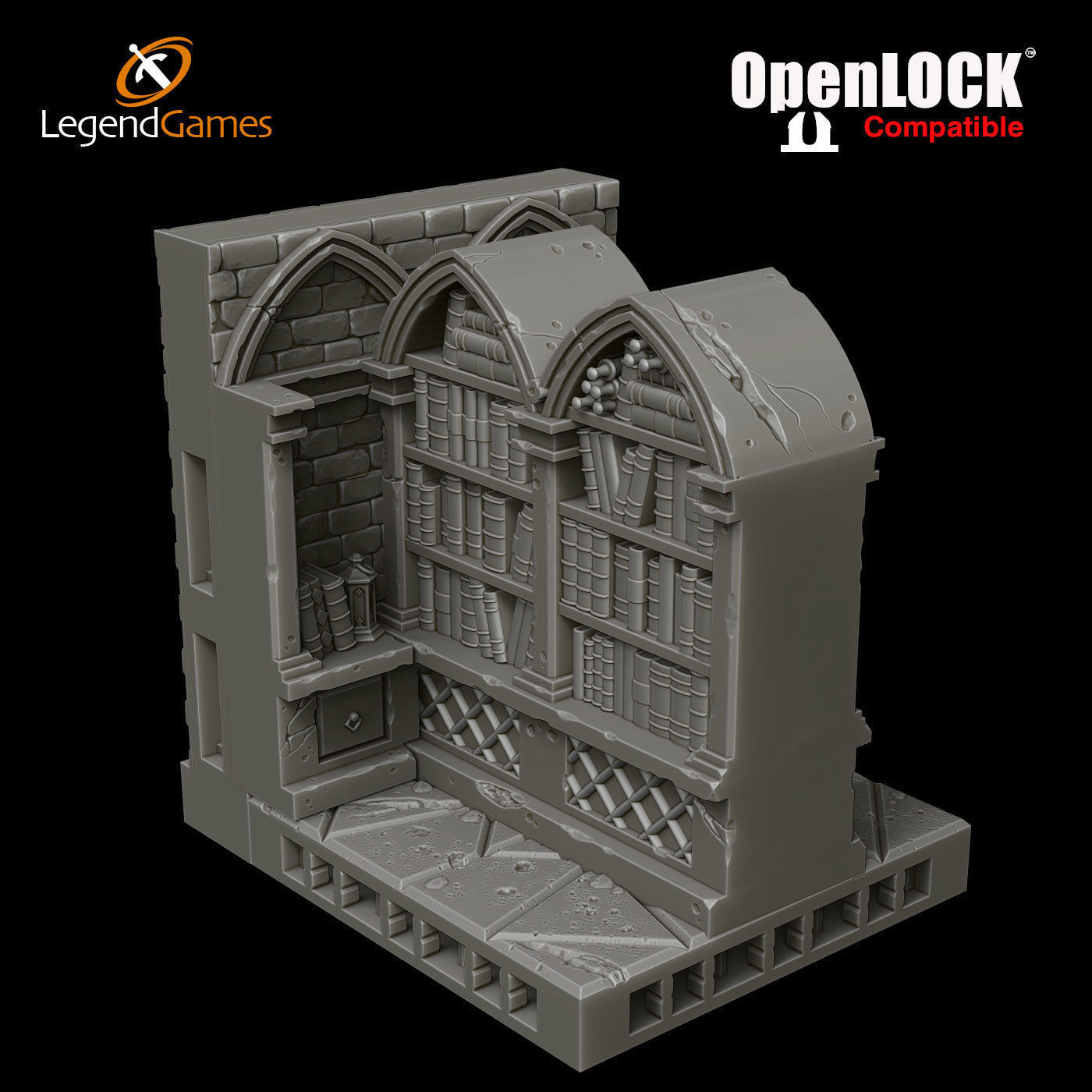 LegendGames OpenLOCK Wizards Library 3D print model_18