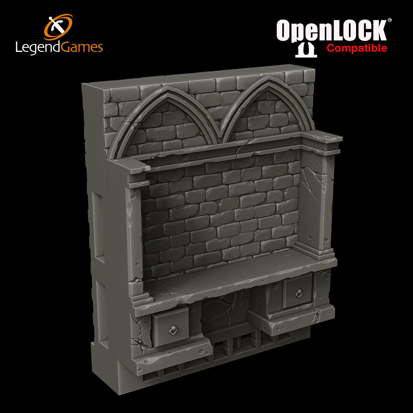 LegendGames OpenLOCK Wizards Library 3D print model_8