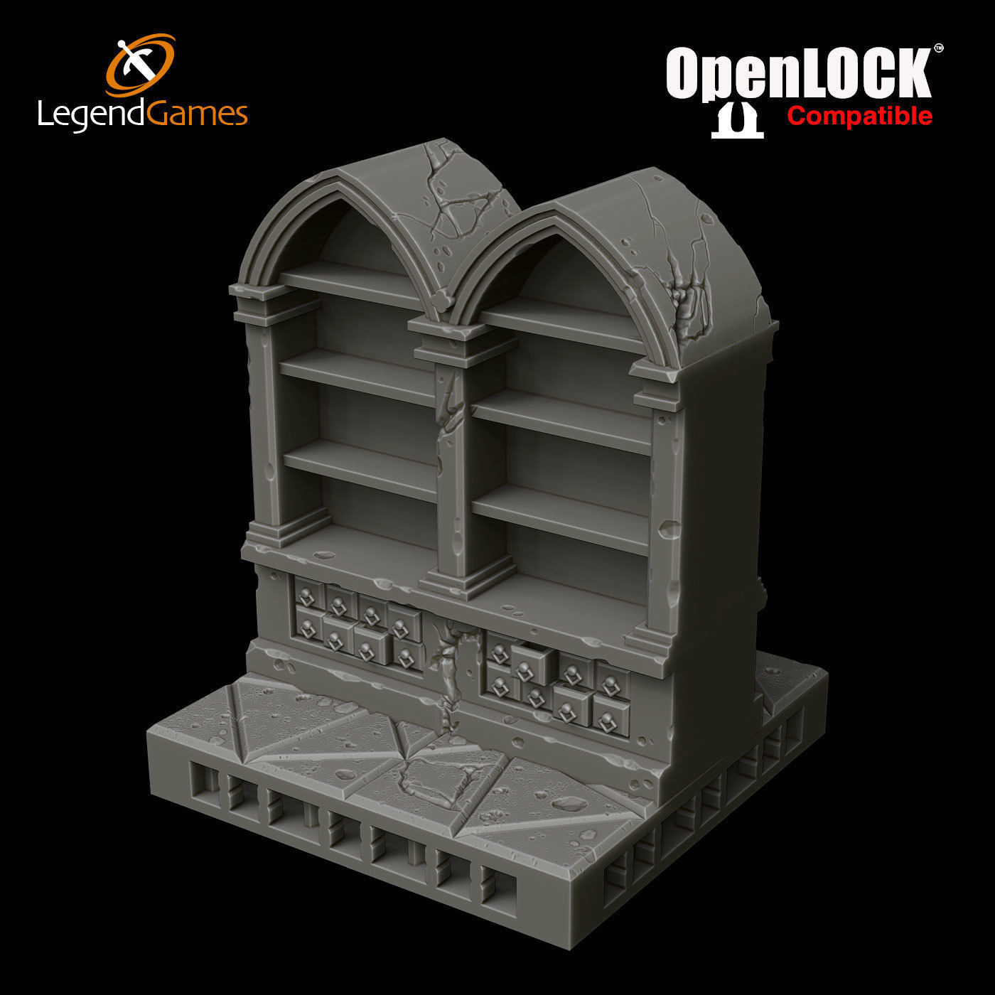 LegendGames OpenLOCK Wizards Library 3D print model_3