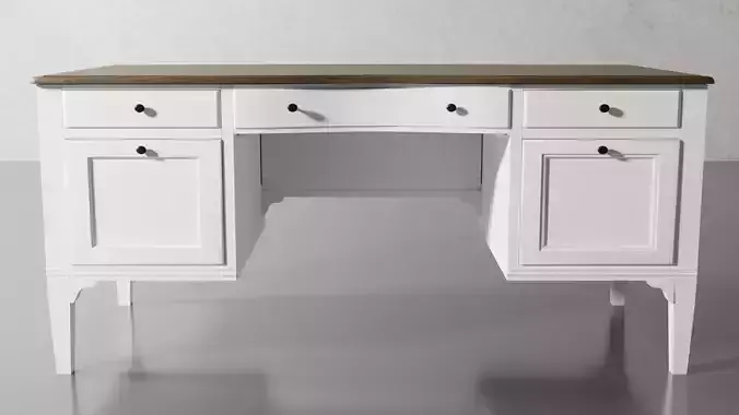 Transitional 5-drawer writting desk 3D model