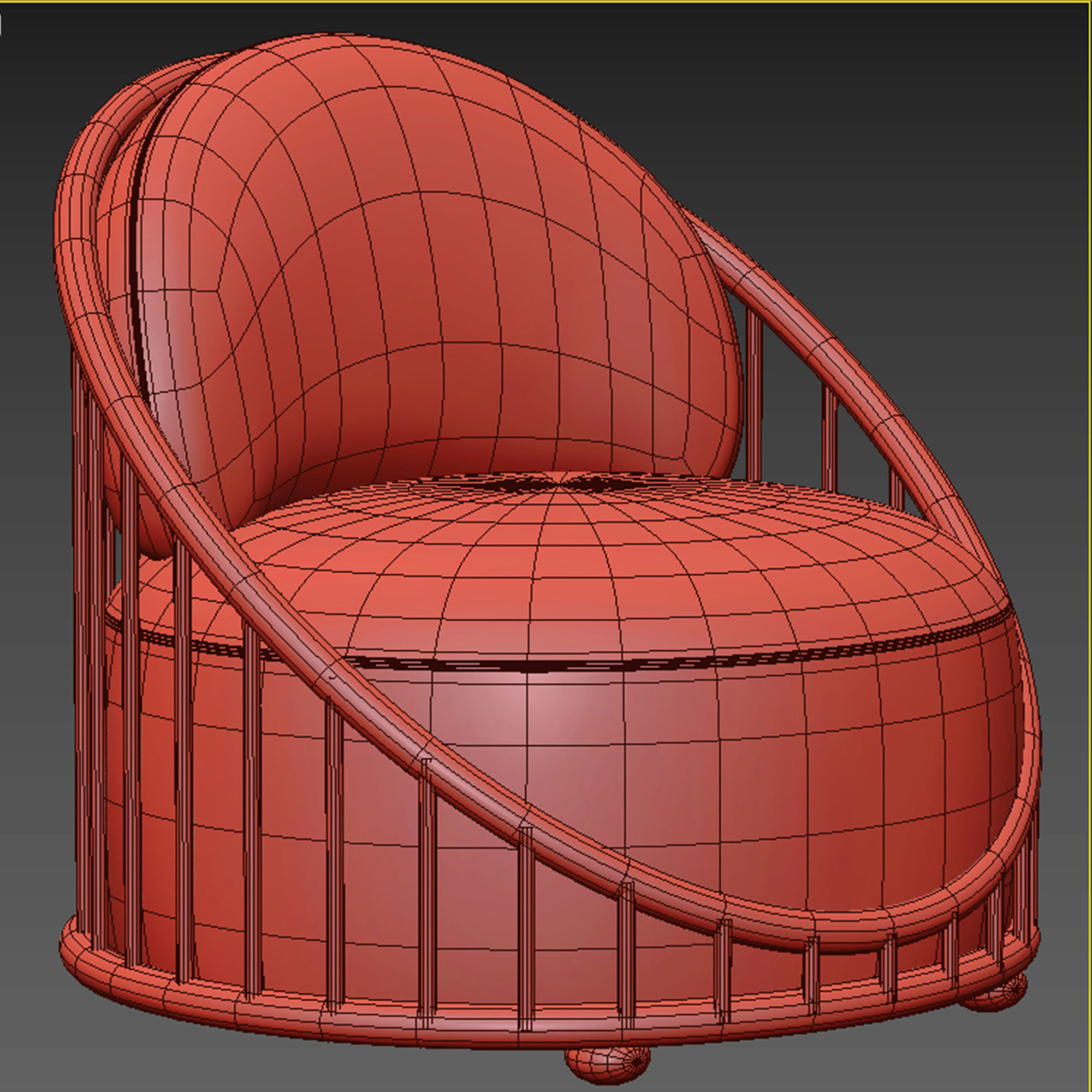 CASK ARMCHAIR Low-poly 3D model_3