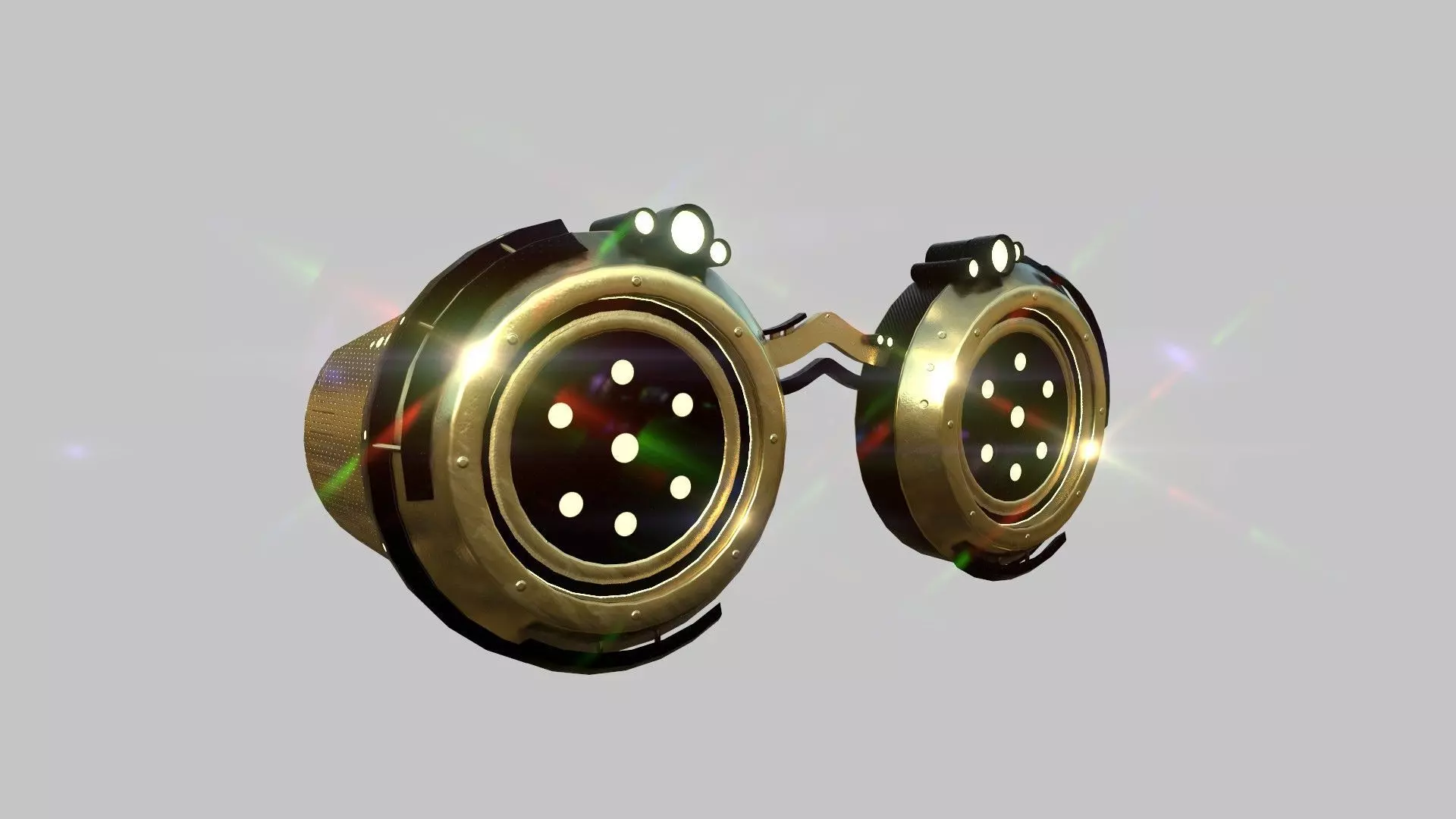 SciFi Glasses G06 Gold - Character Design Fashion Low-poly 3D model_0