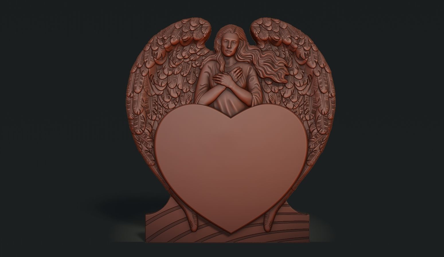 Angel and Heart Tombstone 3D print model_4