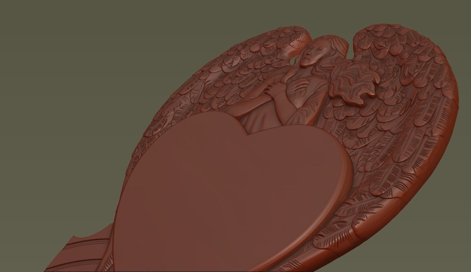 Angel and Heart Tombstone 3D print model_7
