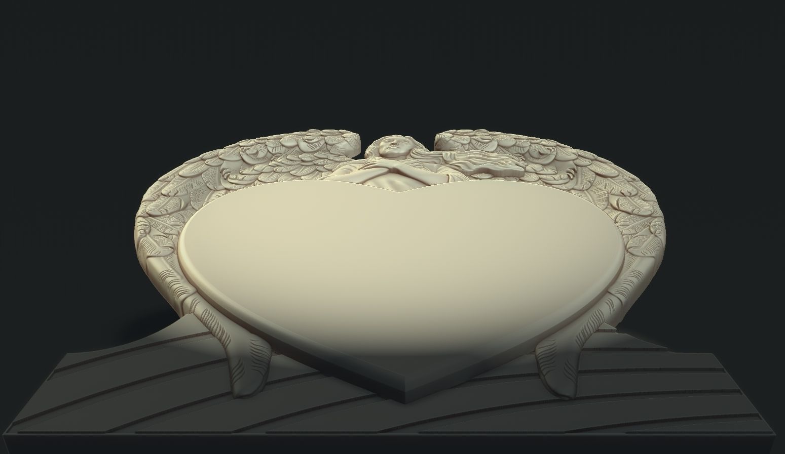 Angel and Heart Tombstone 3D print model_3