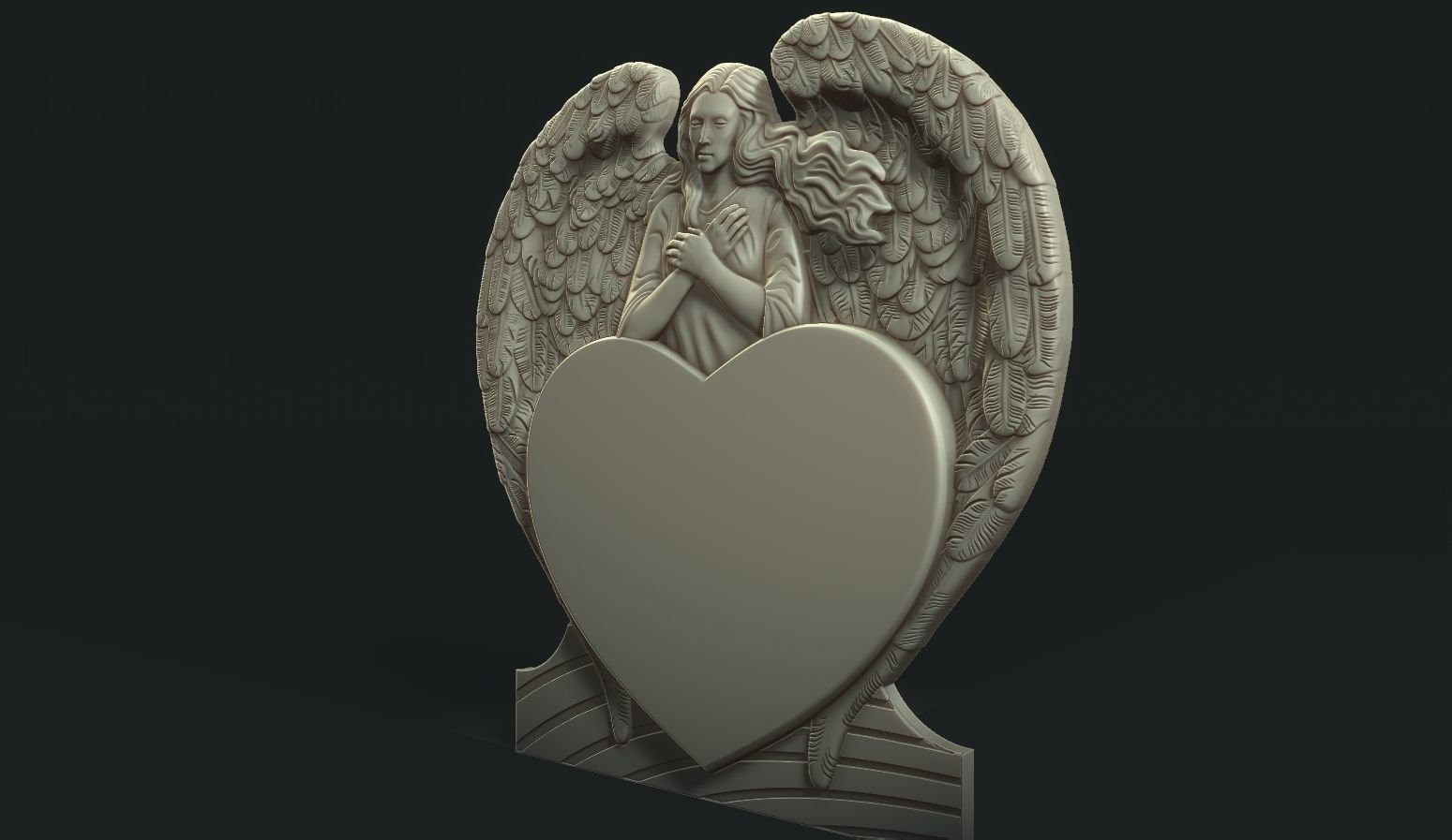 Angel and Heart Tombstone 3D print model_1