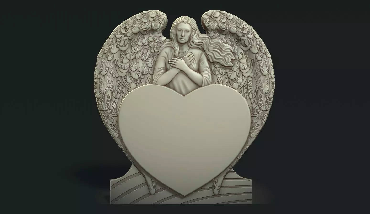 Angel and Heart Tombstone 3D print model_0
