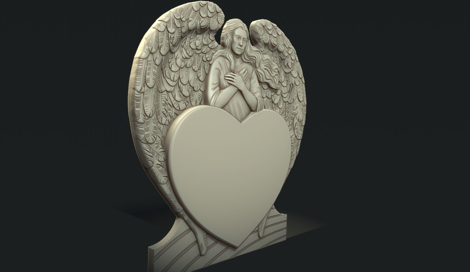 Angel and Heart Tombstone 3D print model_2