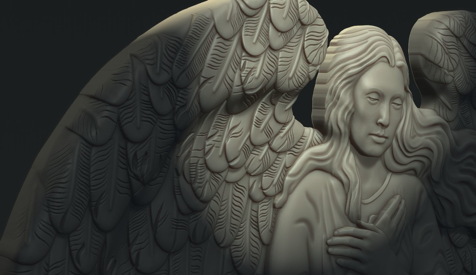 Angel and Heart Tombstone 3D print model_6