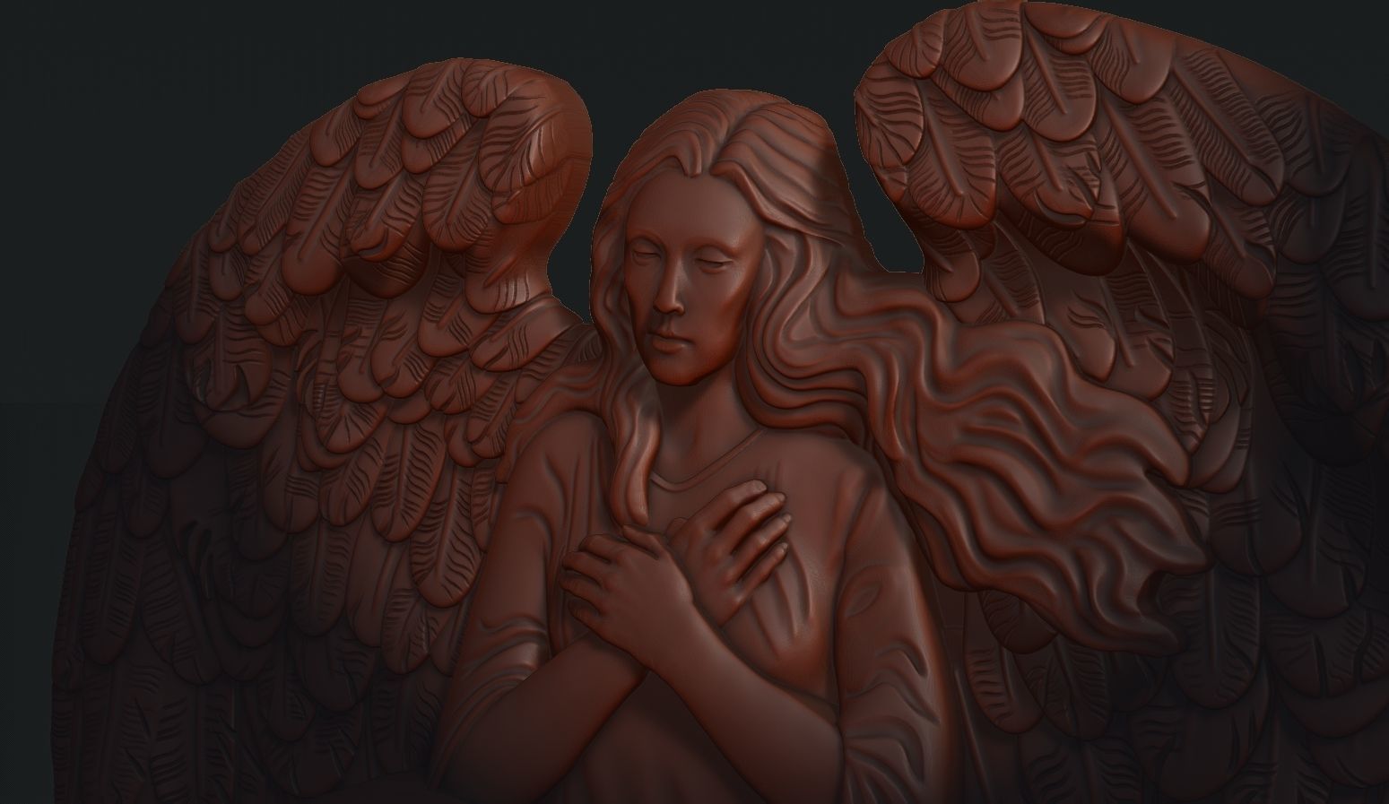 Angel and Heart Tombstone 3D print model_5