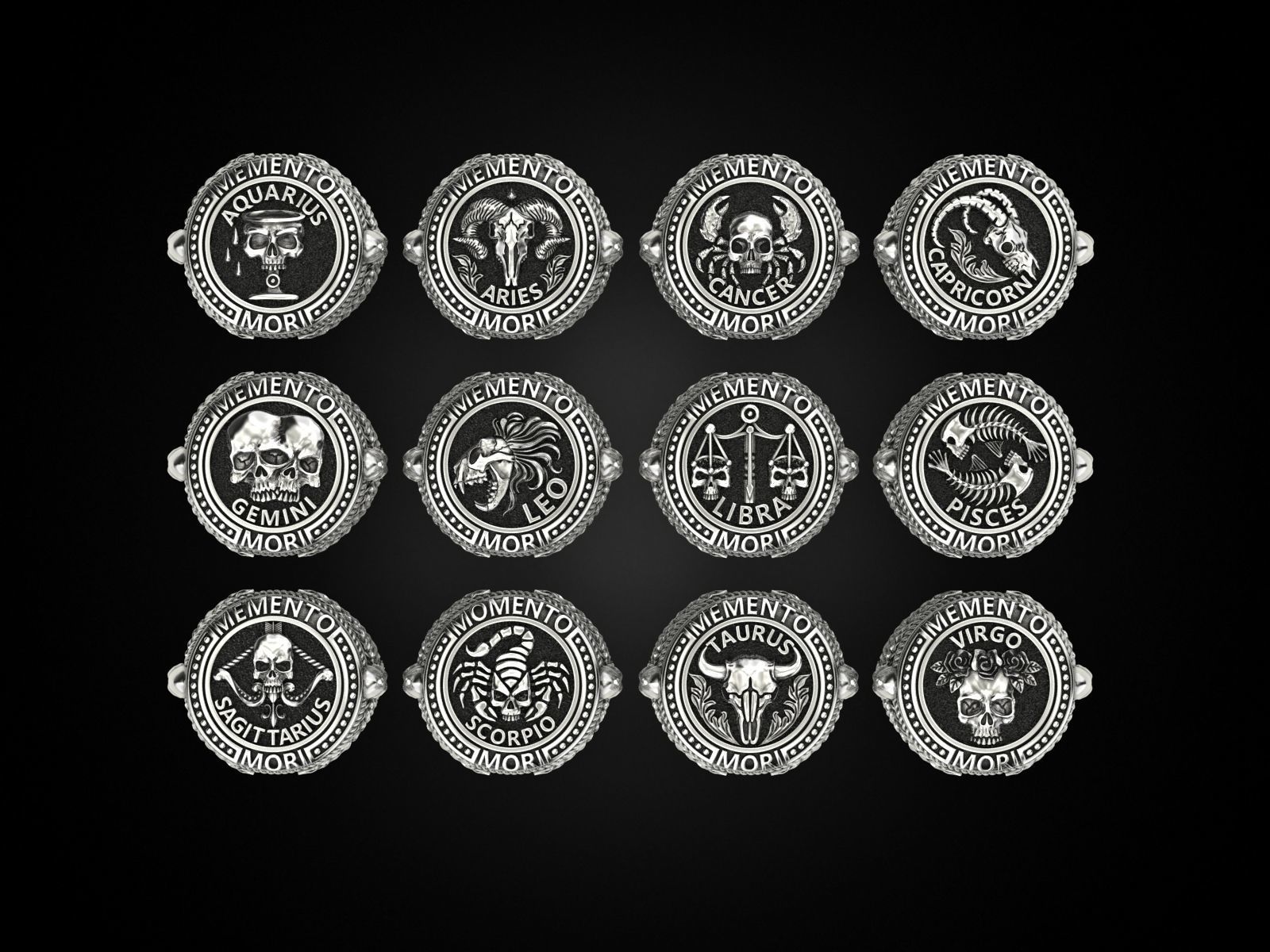 Collection Zodiac skull ring _1