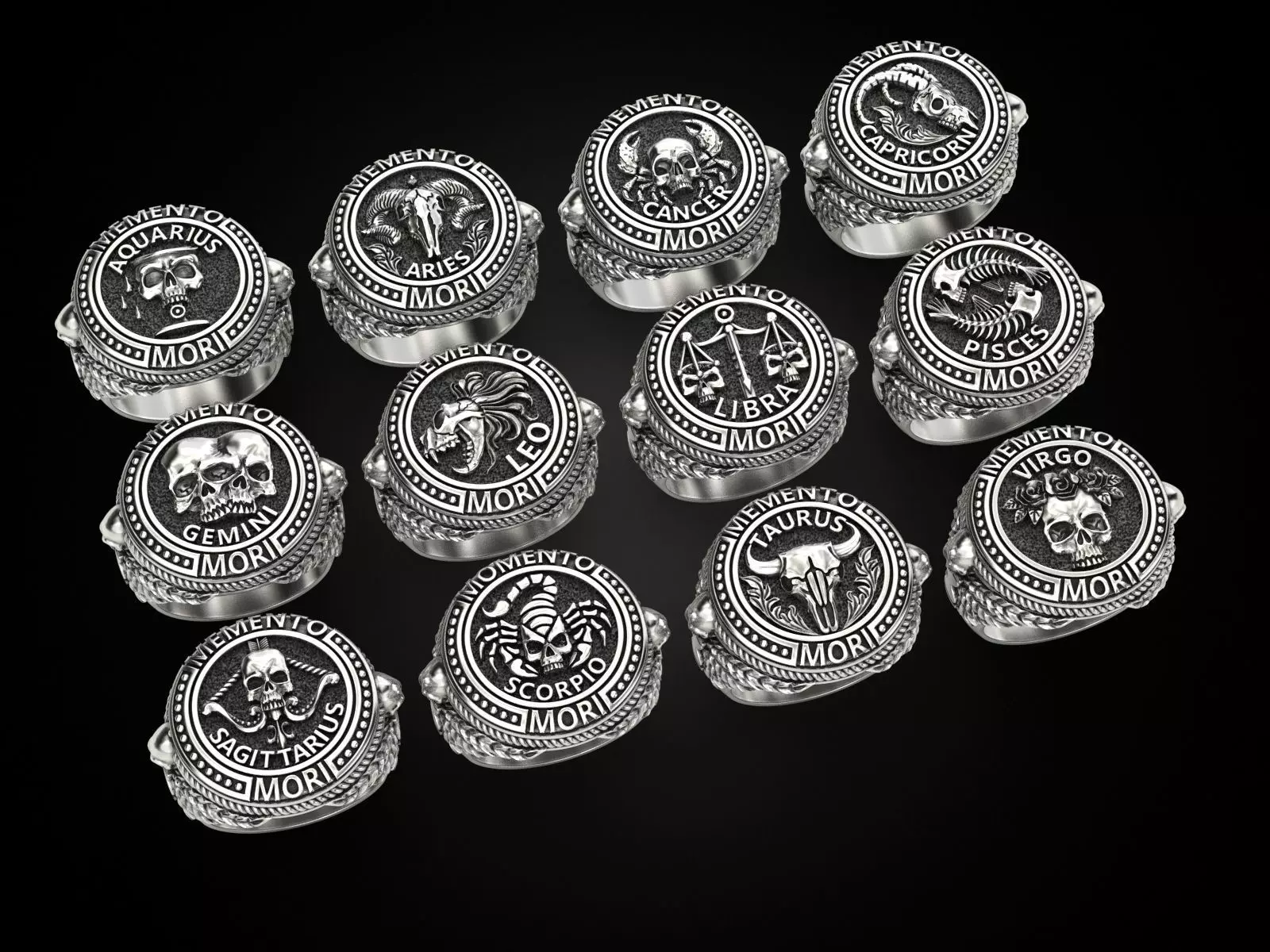Collection Zodiac skull ring _0