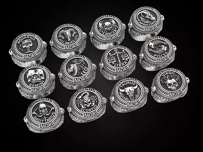 Collection Zodiac skull ring 