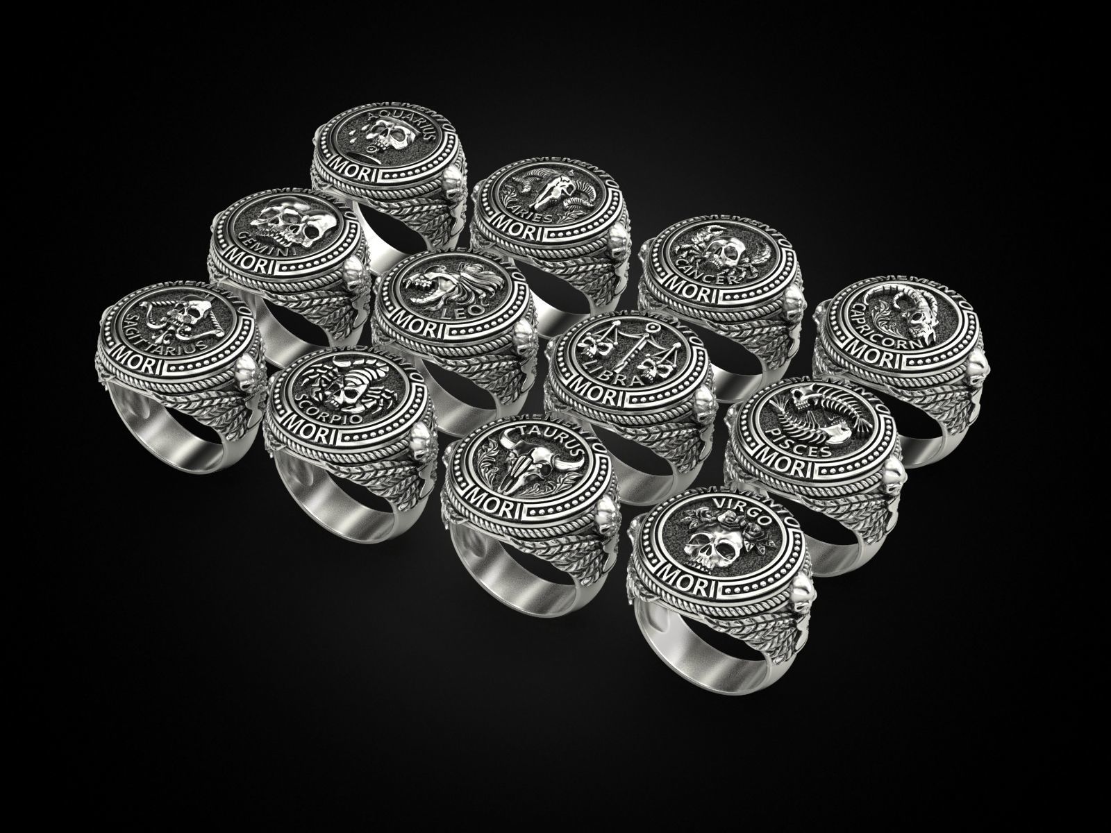 Collection Zodiac skull ring _2