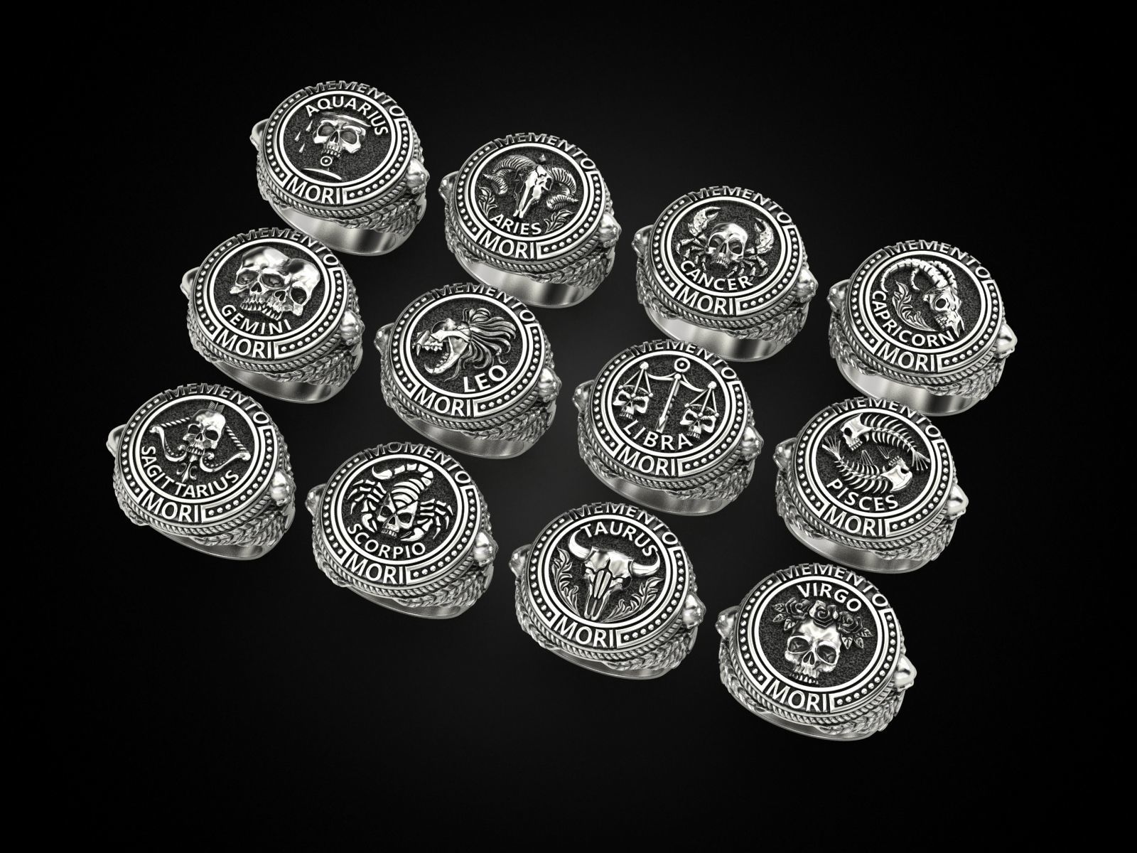 Collection Zodiac skull ring _3
