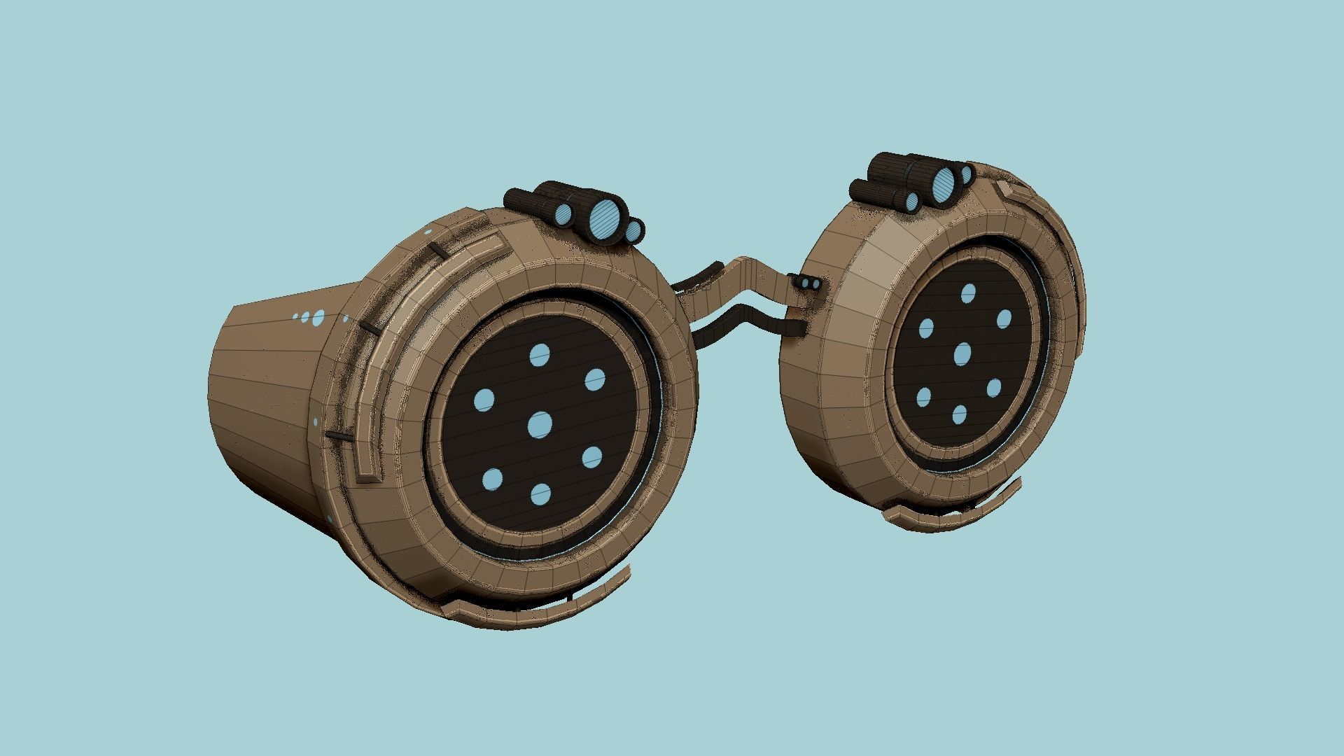 SciFi Glasses G08 Bronze - Character Design Fashion Low-poly 3D model_6