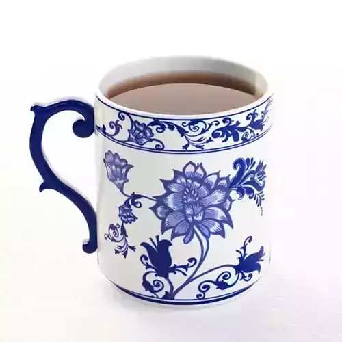 White And Blue Porcelain Cup