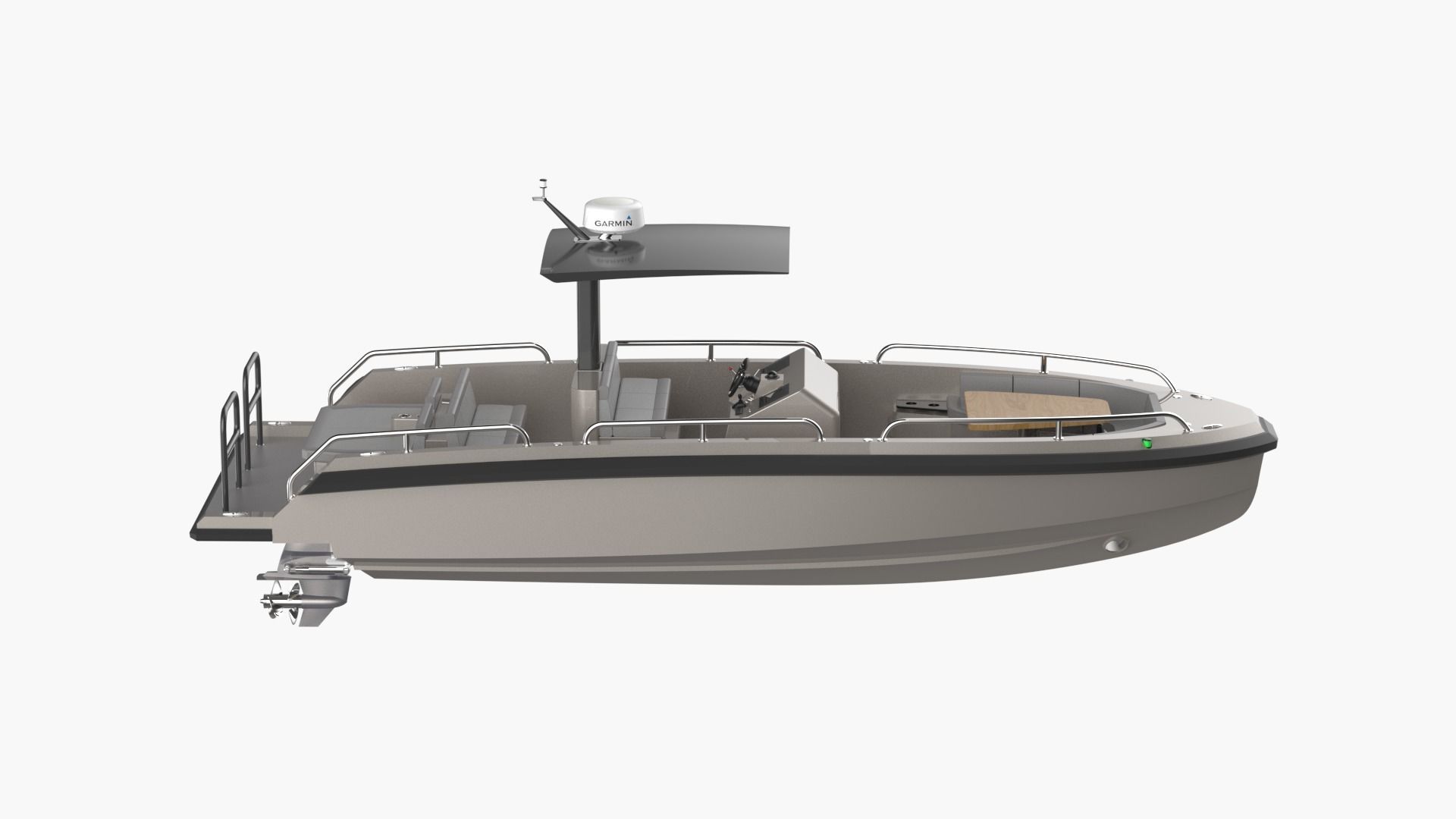 8 Meter Yacht Tender Runabout 3D model_8