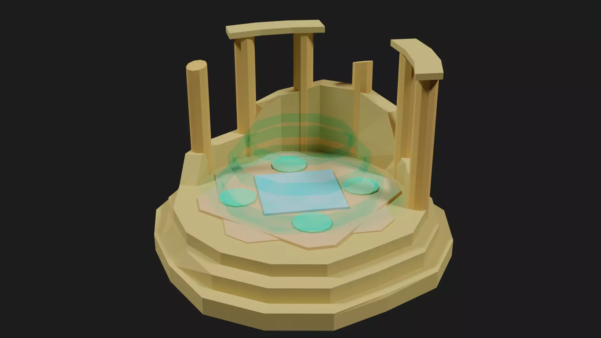 Lowpoly Fantasy Teleportation Station Low-poly 3D model