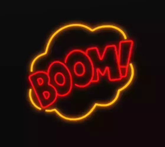 Neon Boom bomb sign p1 Low-poly 3D model