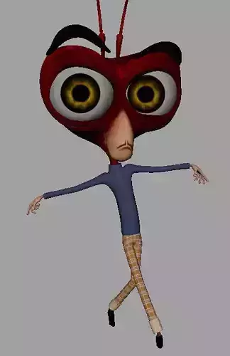 DrCockroach cartoon character with big eyes Free 3D model
