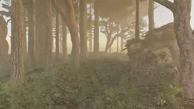 3D realistic forest scene creation with blender  Low-poly 3D model