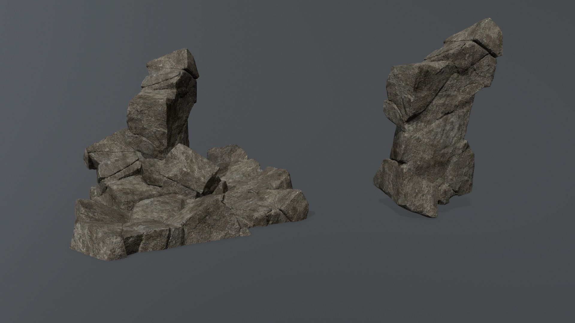 cliff rocks Low-poly 3D model_17