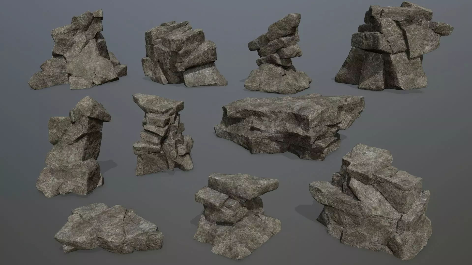cliff rocks Low-poly 3D model_0