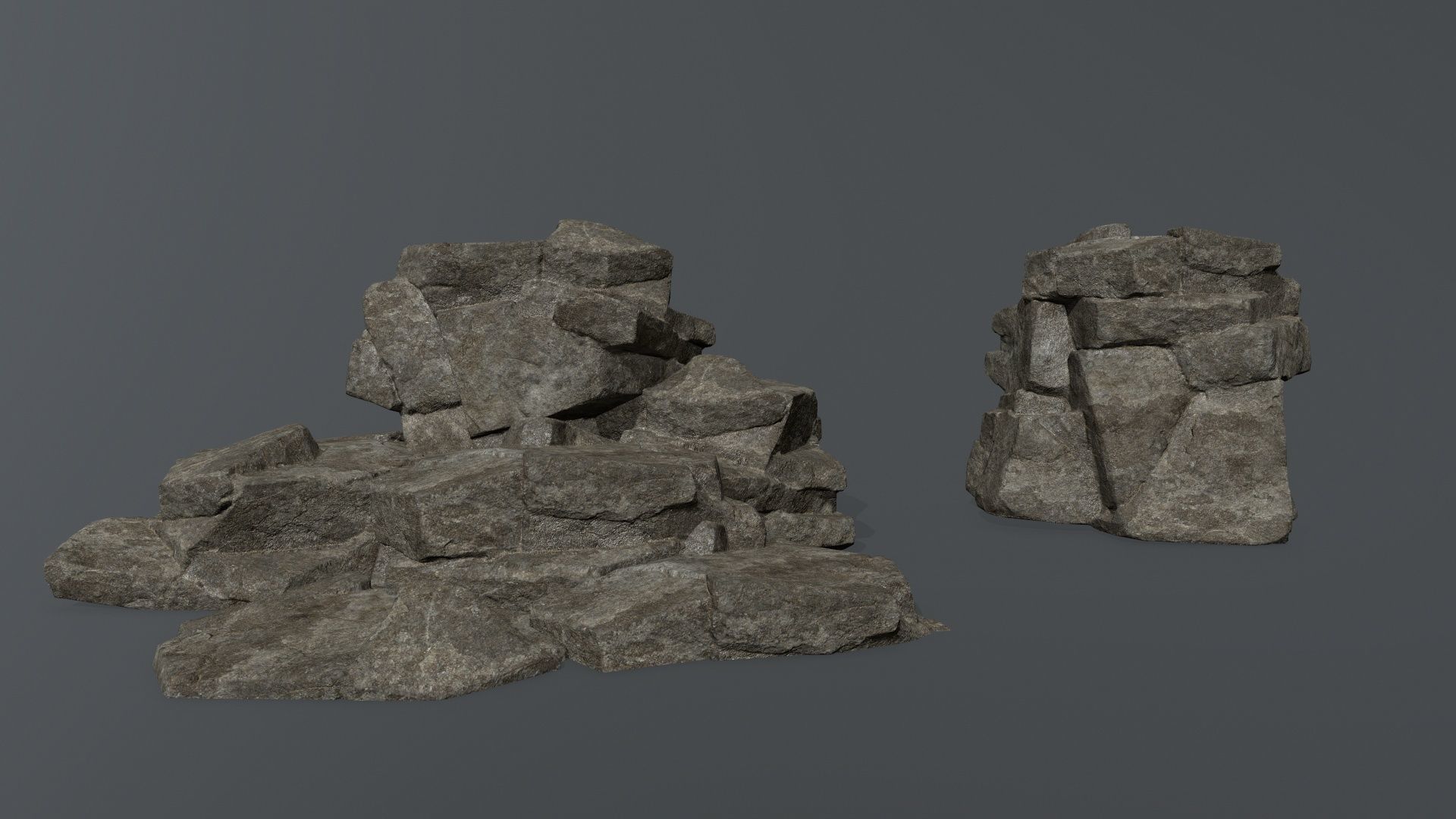 cliff rocks Low-poly 3D model_14