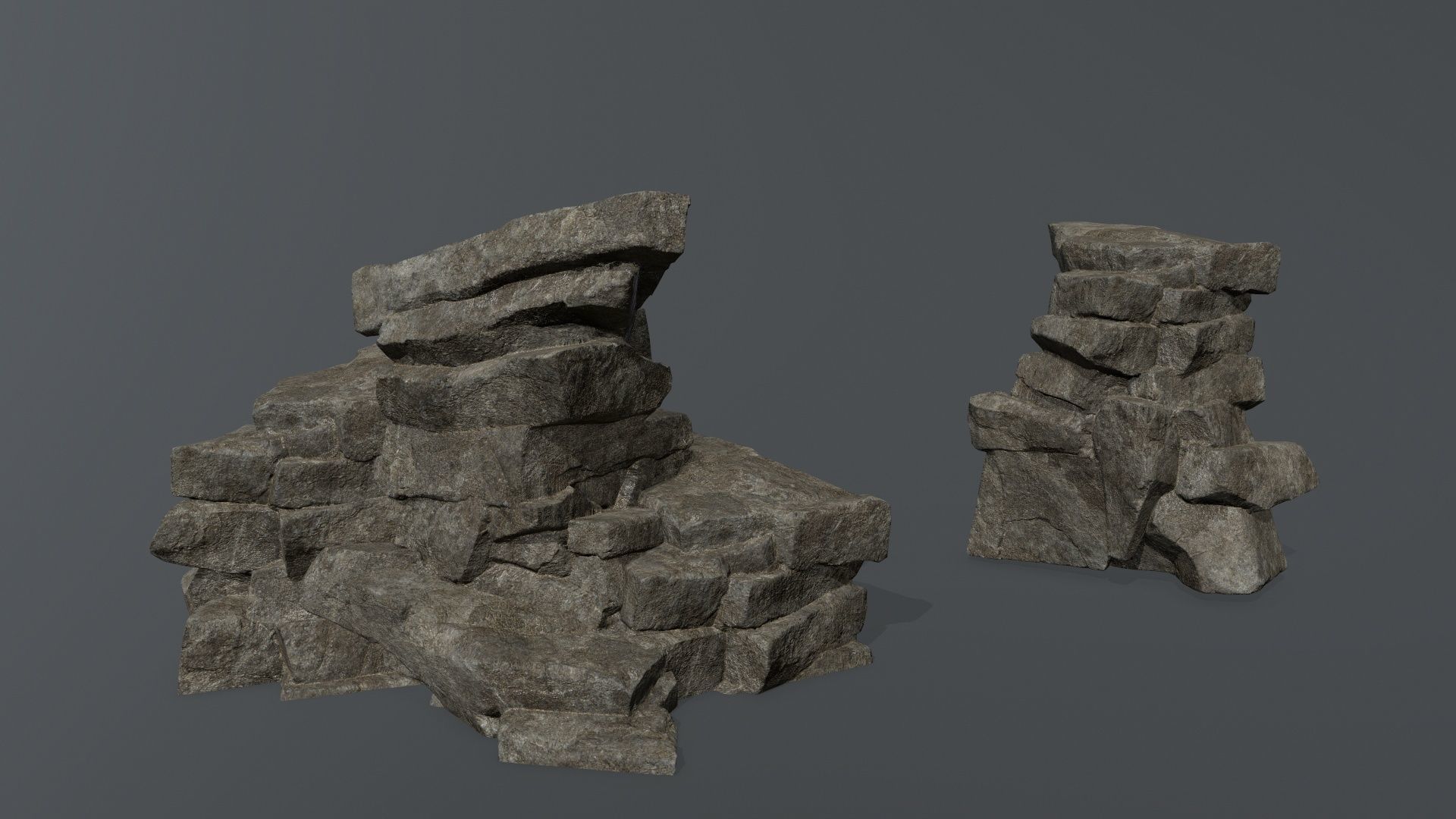 cliff rocks Low-poly 3D model_16
