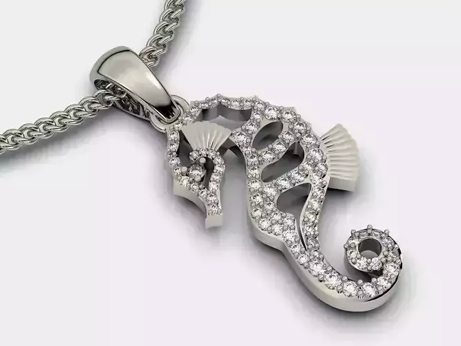Seahorse pendant  gold jewelry printable 3D model