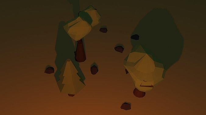 Low-Poly Trees pile of rocks Free low-poly 3D model