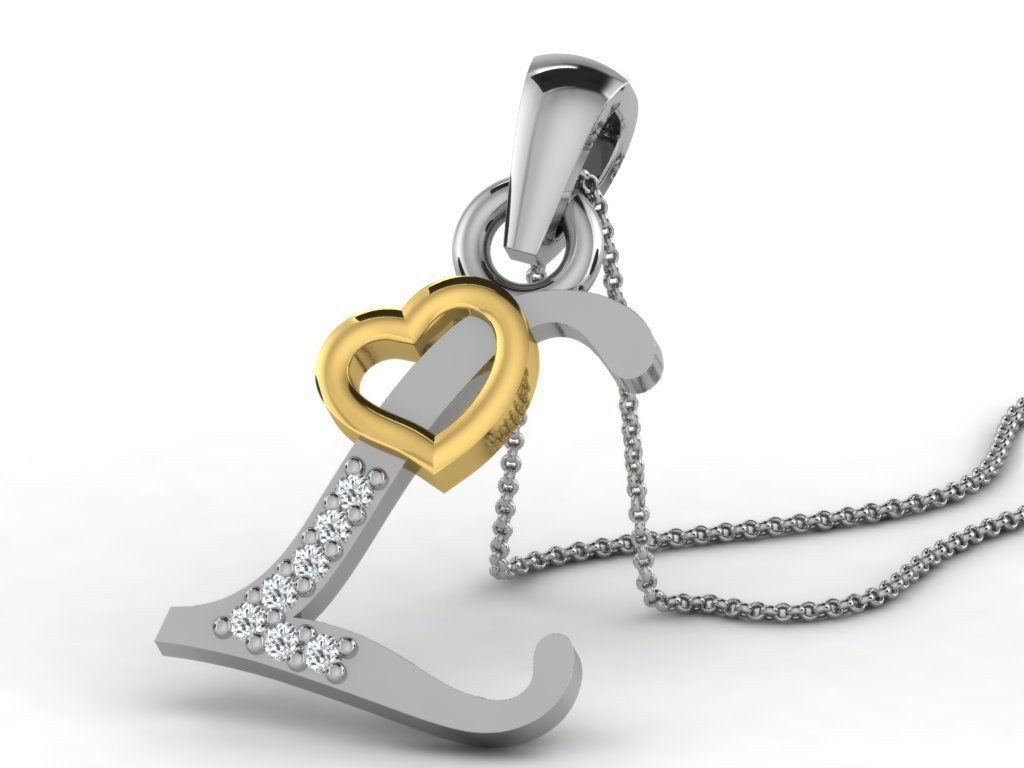 Pendants Collection letter e pendant with diamonds 3D print model_51