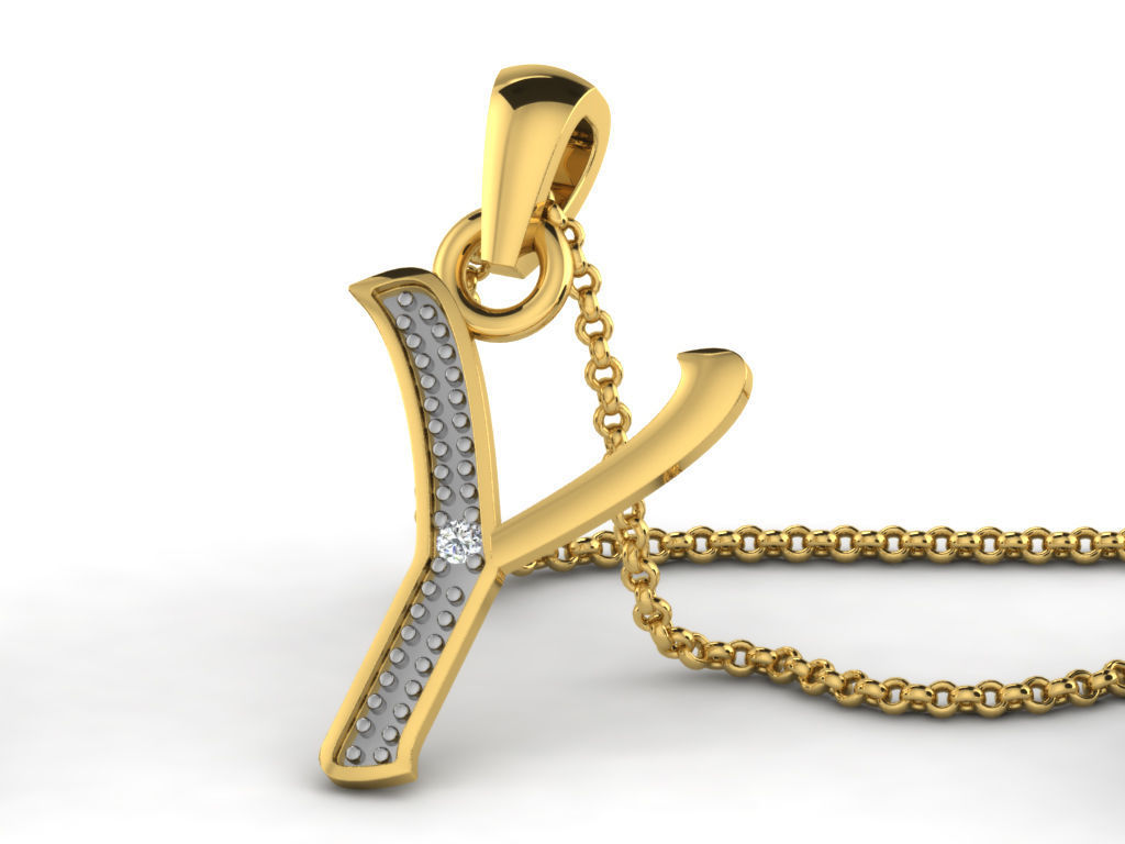 Pendants Collection letter e pendant with diamonds 3D print model_34