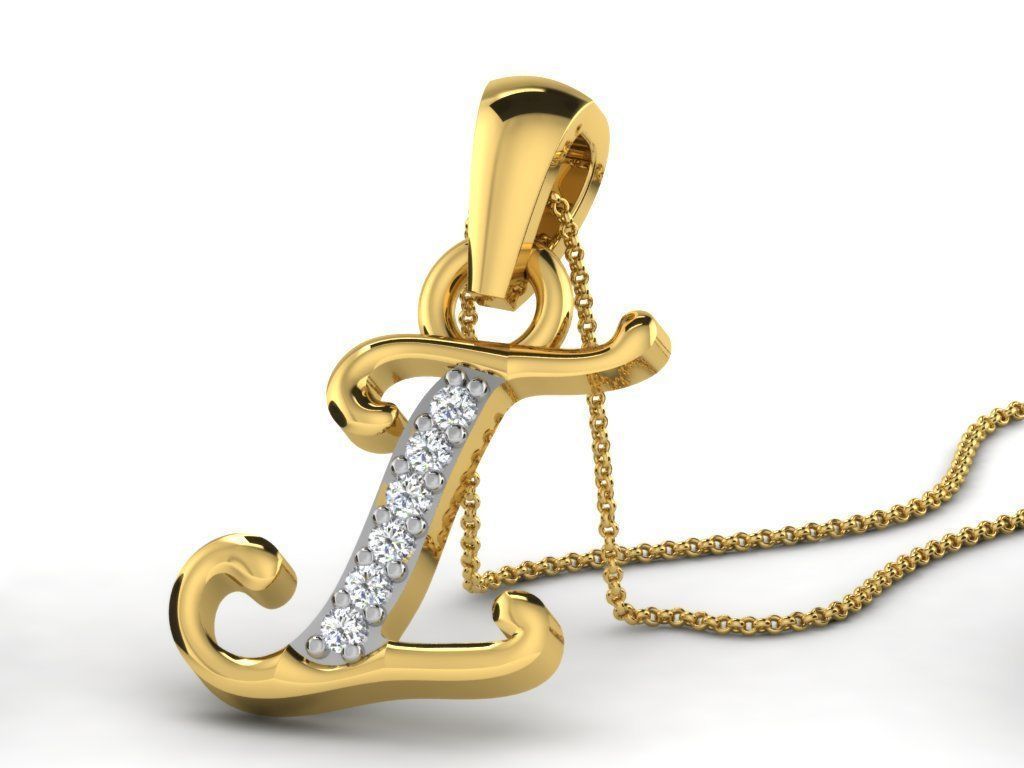 Pendants Collection letter e pendant with diamonds 3D print model_8