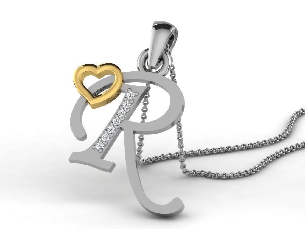 Pendants Collection letter e pendant with diamonds 3D print model_39