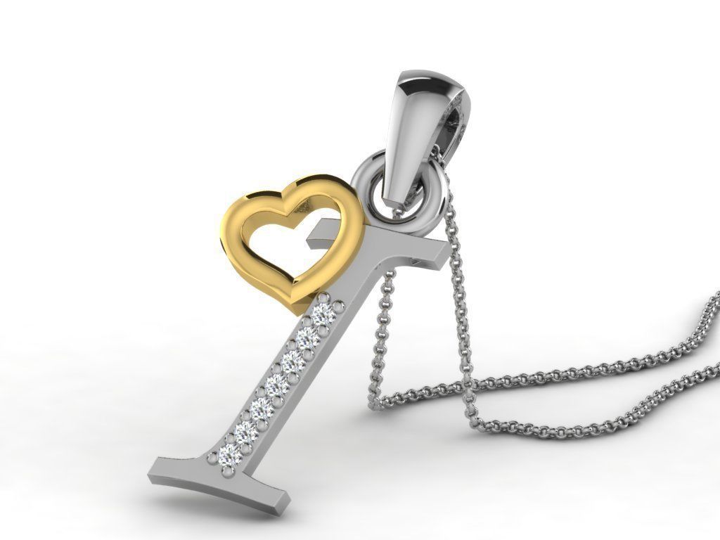 Pendants Collection letter e pendant with diamonds 3D print model_48