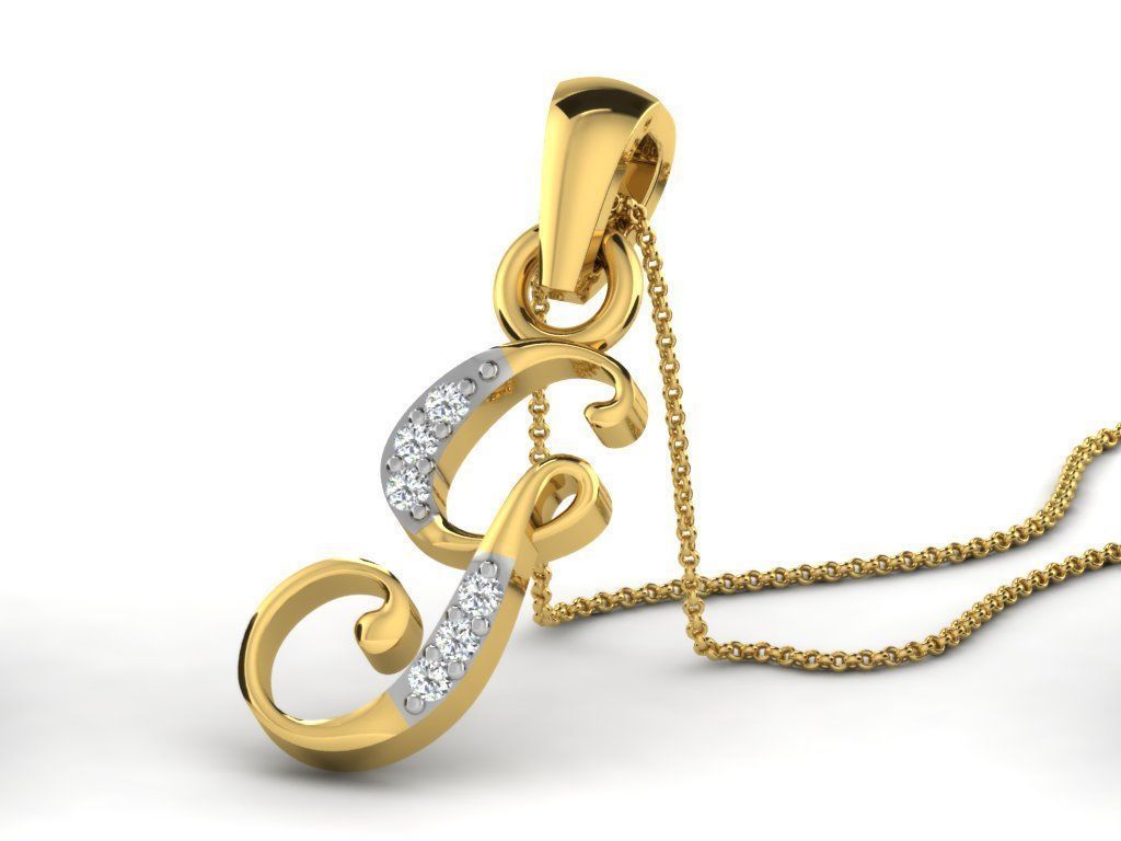 Pendants Collection letter e pendant with diamonds 3D print model_6