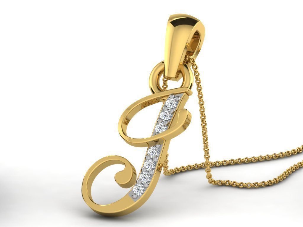 Pendants Collection letter e pendant with diamonds 3D print model_9