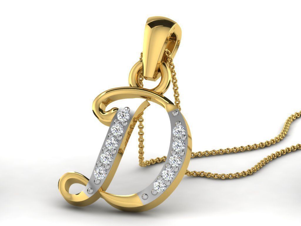 Pendants Collection letter e pendant with diamonds 3D print model_3