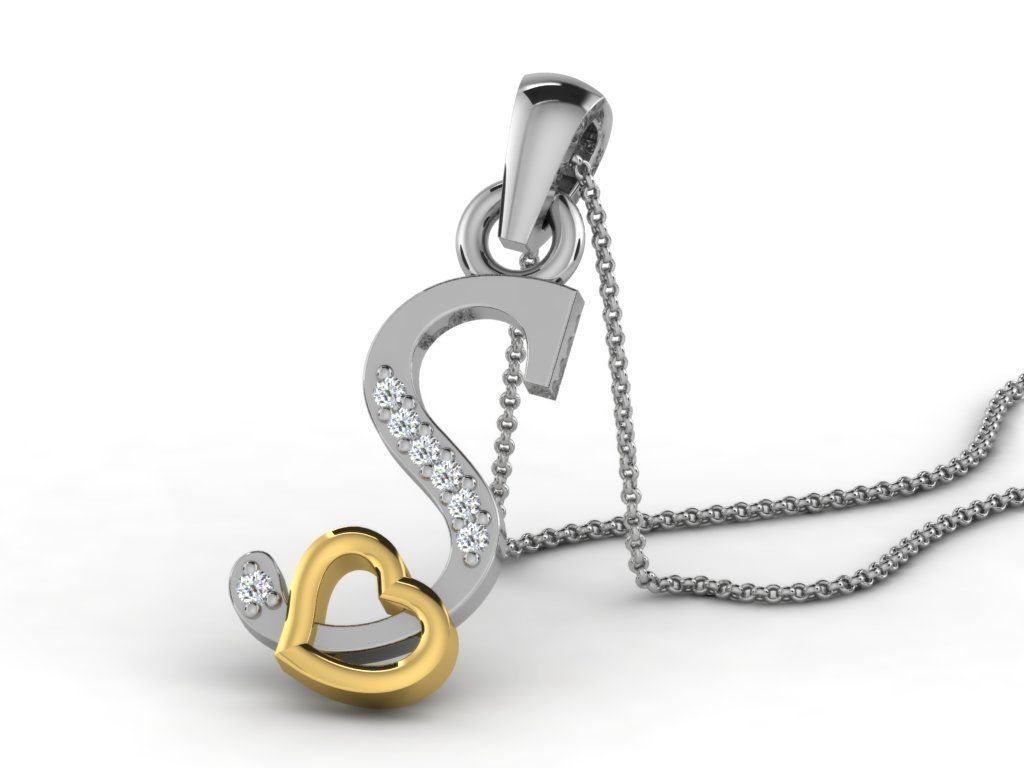 Pendants Collection letter e pendant with diamonds 3D print model_37