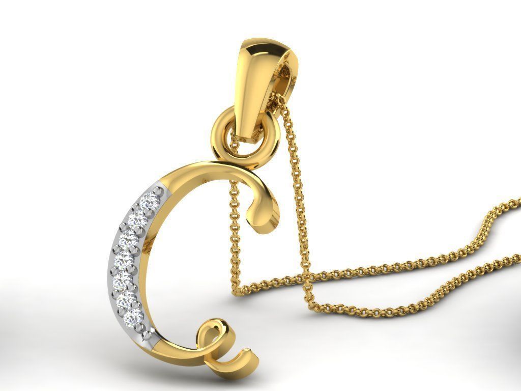 Pendants Collection letter e pendant with diamonds 3D print model_2