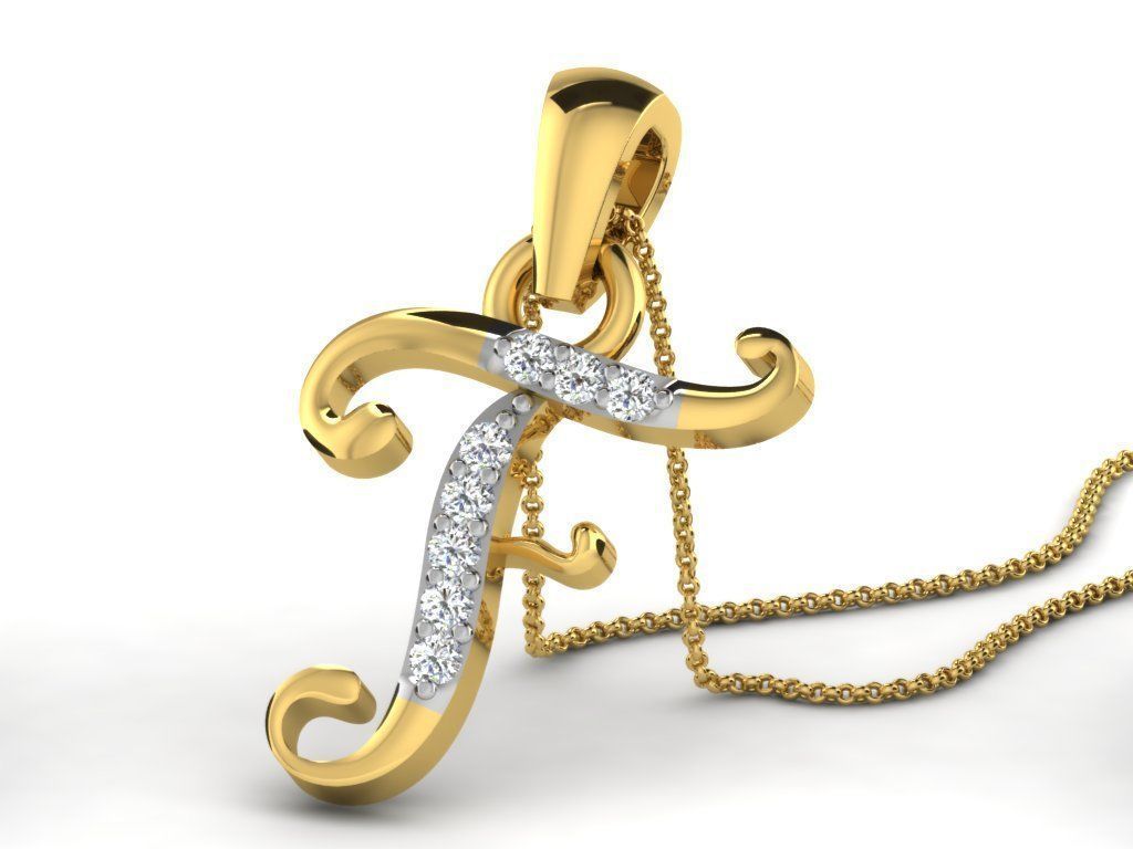 Pendants Collection letter e pendant with diamonds 3D print model_5