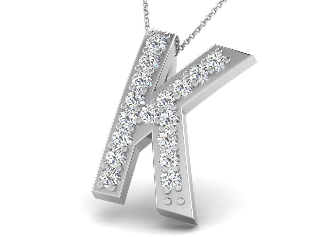 Pendants Collection letter e pendant with diamonds 3D print model_36