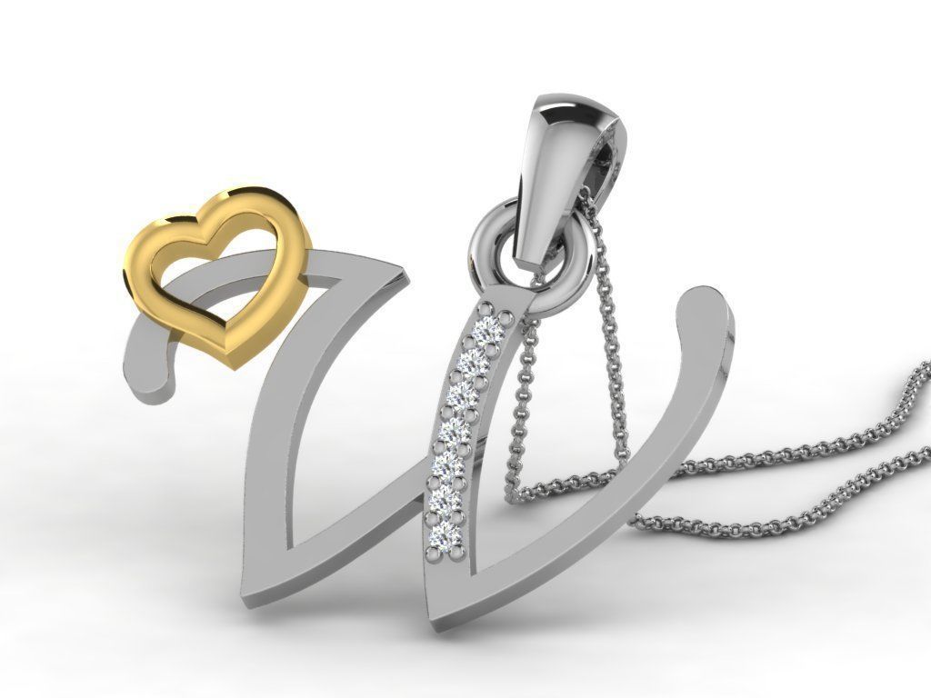 Pendants Collection letter e pendant with diamonds 3D print model_59